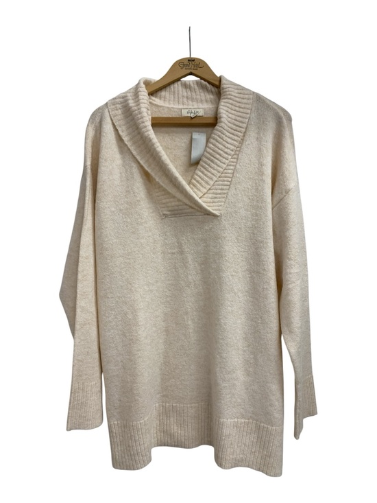 Tops - Women's Cream Shawl Collar Sweater - Unknown Brand